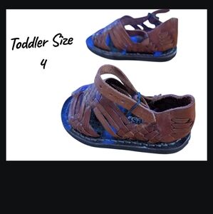 Brown Kids Genuine Leather Sandles with Buckle